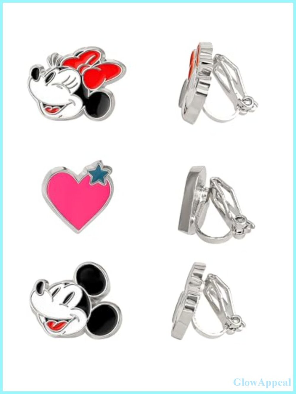 Disney Minnie & Mickey Mouse Clip-On Earrings 3-Pack, Enamel Plated